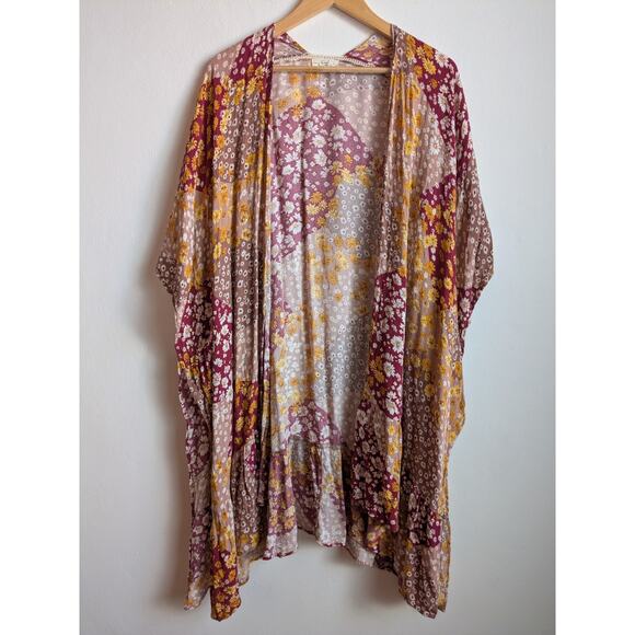 Easel Floral Boho Summer Hippie Flyaway Kimono Cardigan Size Small - Picture 2 of 8